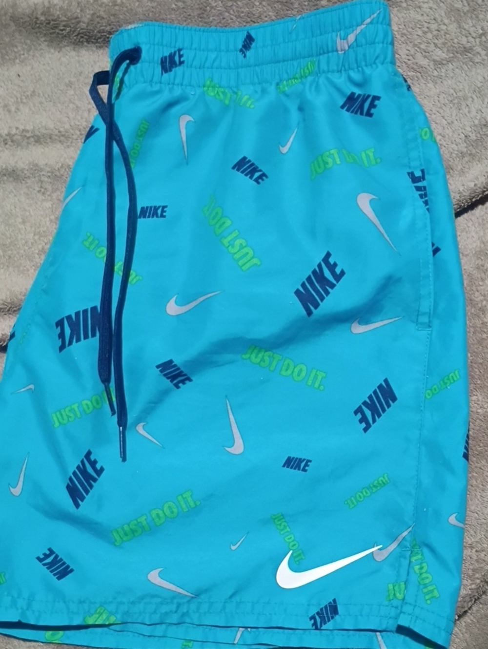 Nike Bright Turquoise Swim Shorts with Navy Drawstring